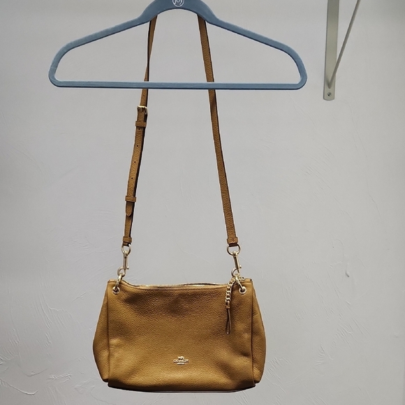 Coach Handbags - Coach Cognac Pebble Leather Crossbody Bag With Adjustable Strap.